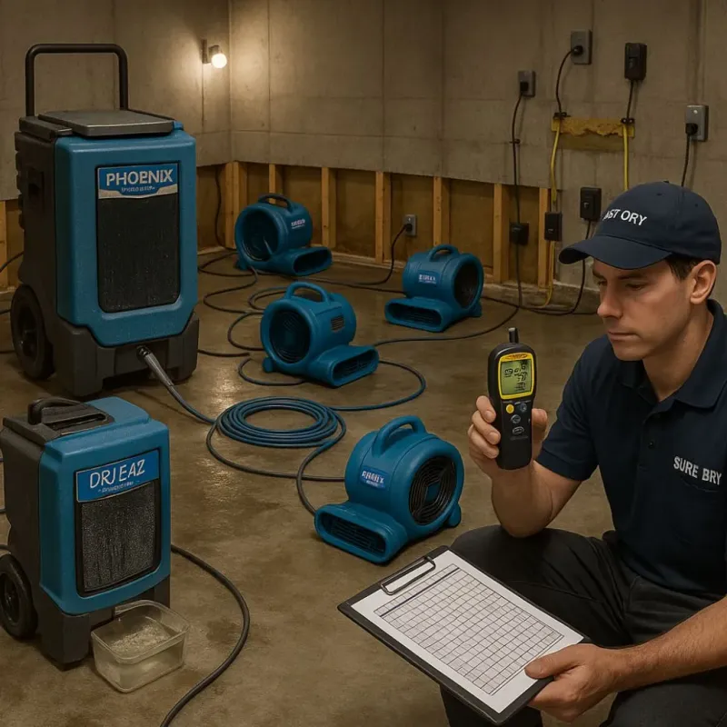 Structural Drying and Dehumidification process in Gosnell, AR